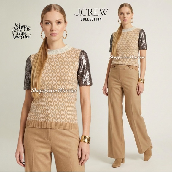 J.Crew Collection shimmer paillettes fair isle merino sweater *shop@iamwarrior